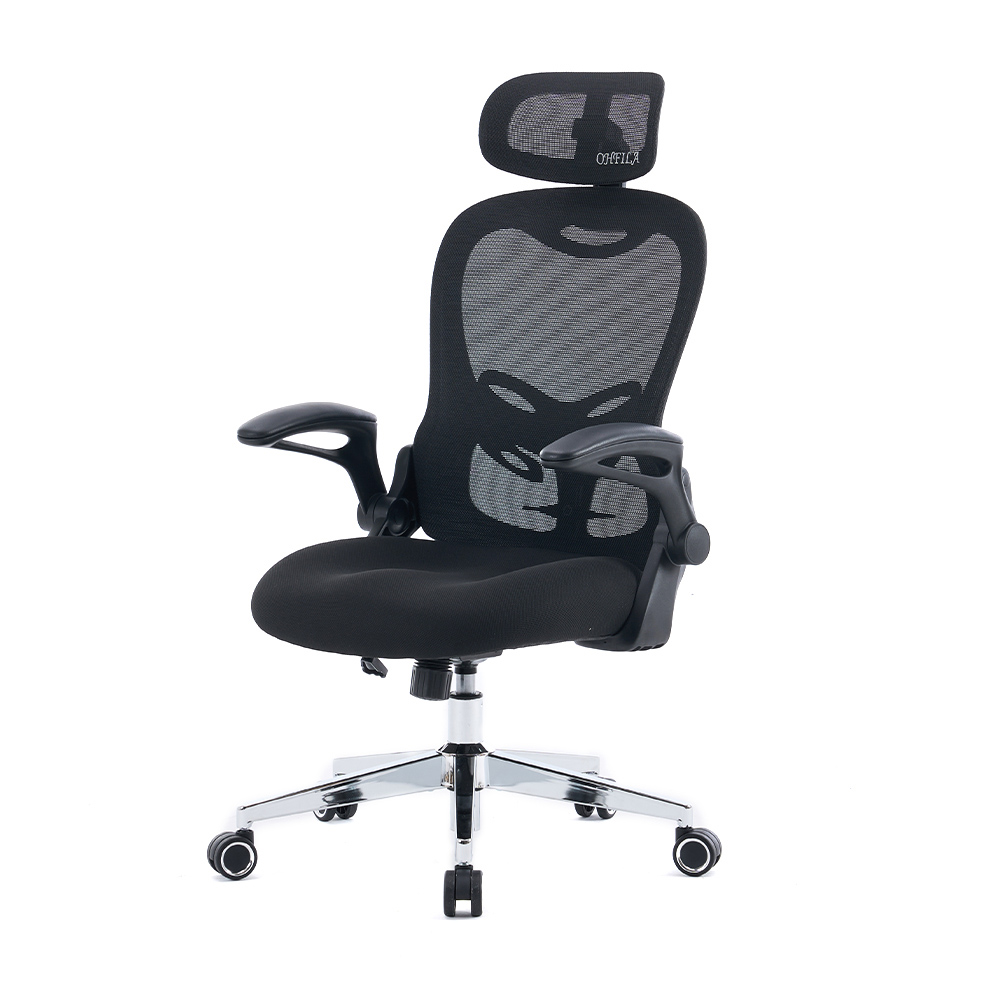 5140 Svart/vit kontorsstol i ergonomisk mesh, hög rygg datorstol