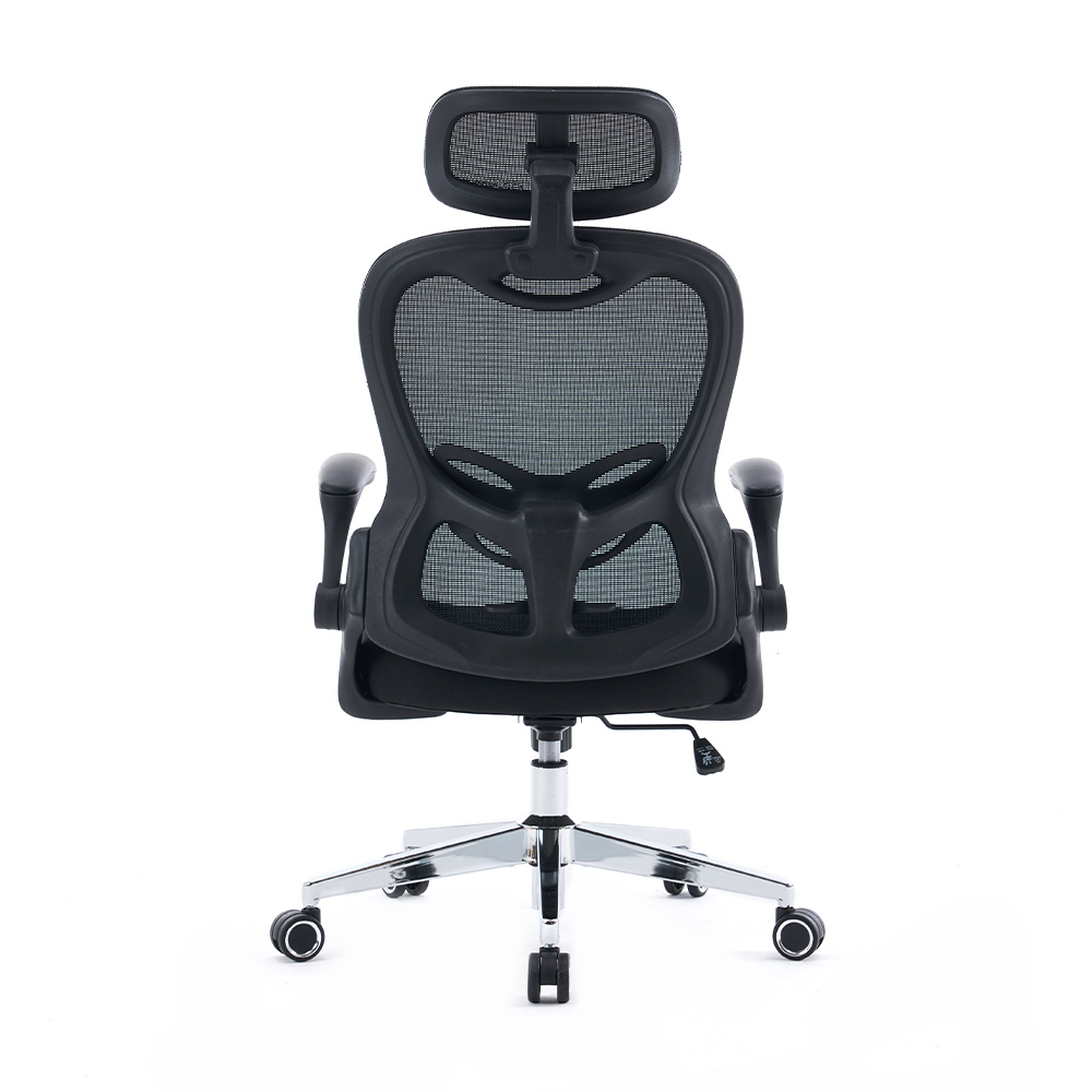 5140 Svart/vit kontorsstol i ergonomisk mesh, hög rygg datorstol